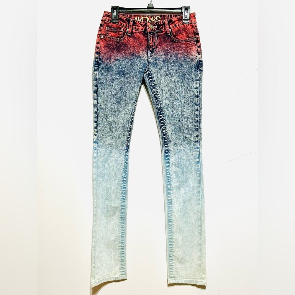 Red and Blue Skinny Gradient Jeans